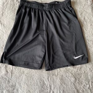 Nike Black Athletic Shorts with White Swoosh dri fit Medium